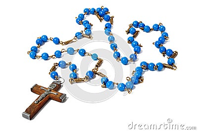 Blue rosary Stock Photo