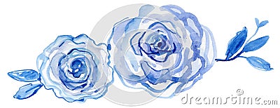 Blue roses. watercolor hand-painted, vintage illustration Stock Photo