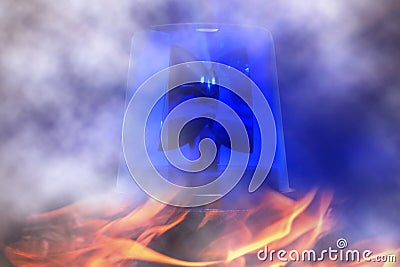 Blue rotating beacon Stock Photo