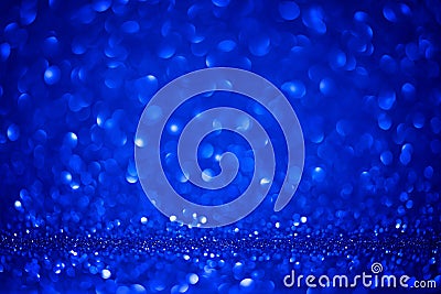 Blue round bokeh Background with Bright glitter Lights for Valentine`s Day or Women day. Defocused shine texture for greeting card Stock Photo