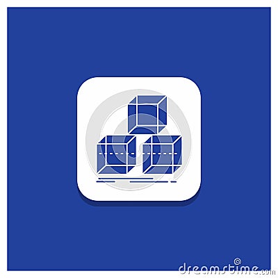 Blue Round Button for Arrange, design, stack, 3d, box Glyph icon Vector Illustration