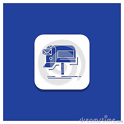 Blue Round Button for campaigns, email, marketing, newsletter, mail Glyph icon Vector Illustration