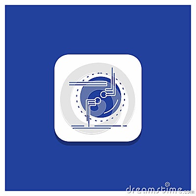 Blue Round Button for chain, connect, connection, link, wire Glyph icon Vector Illustration