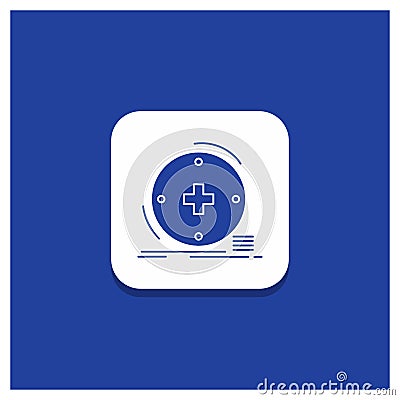 Blue Round Button for Clinical, digital, health, healthcare, telemedicine Glyph icon Vector Illustration