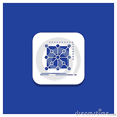 Blue Round Button for Data, framework, App, cluster, complex Glyph icon Vector Illustration