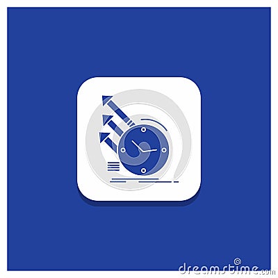 Blue Round Button for detection, inspection, of, regularities, research Glyph icon Vector Illustration