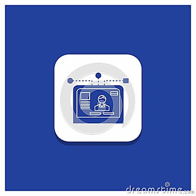 Blue Round Button for interface, website, user, layout, design Glyph icon Vector Illustration