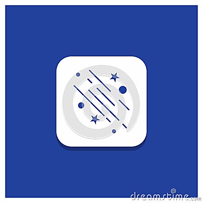 Blue Round Button for star, shooting star, falling, space, stars Glyph icon Vector Illustration