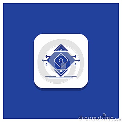 Blue Round Button for Traffic, Lane, road, sign, safety Glyph icon Vector Illustration