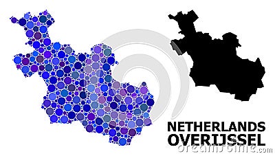 Blue Round Dot Mosaic Map of Overijssel Province Stock Photo