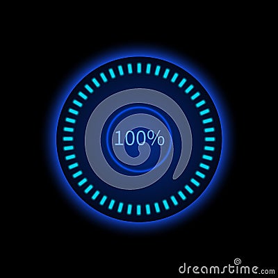 Blue round progress circle. Download sign. Load system Vector Illustration