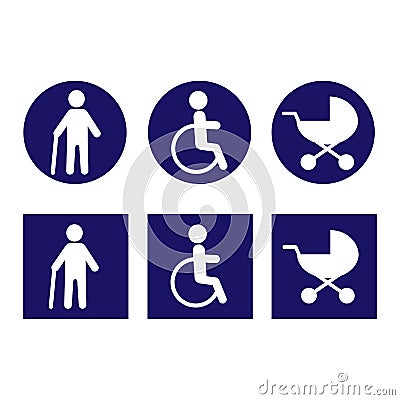 Disabled Icons for design.Vector.White in blue begraund. Vector Illustration