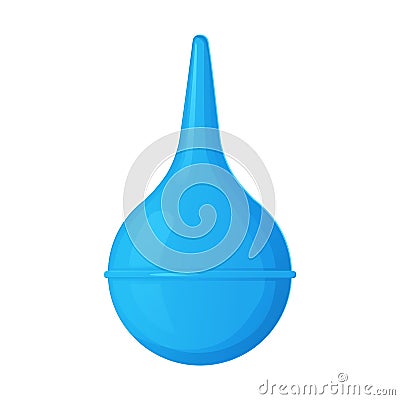 Blue rubber enema or clyster. Medical cleaning body detox tool. Vector Illustration