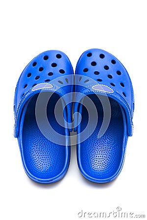 Blue rubber shoes Stock Photo