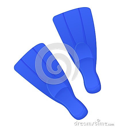 Blue rubber swimming flippers. Extreme summer diving concept. Stock vector illustration isolated on white background in Vector Illustration