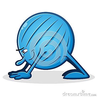 Yoga Ball Cartoon Downward Facing Dog Vector Illustration