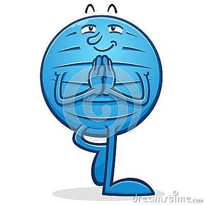 Yoga Ball Cartoon Character Tree Pose Vector Illustration