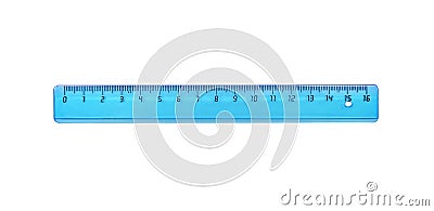 The blue ruler is plastic for measuring Stock Photo