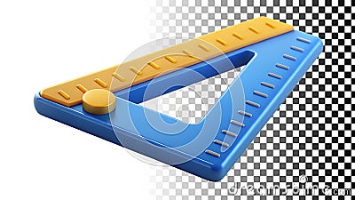 Blue ruler and triangle set showcasing measuring tool and geometry instrument png transparent image Generative AI Stock Photo