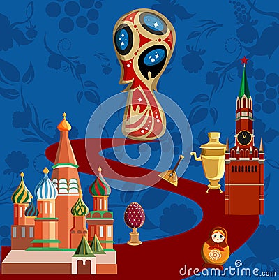 Blue Russia world cup football background. Vector Illustration