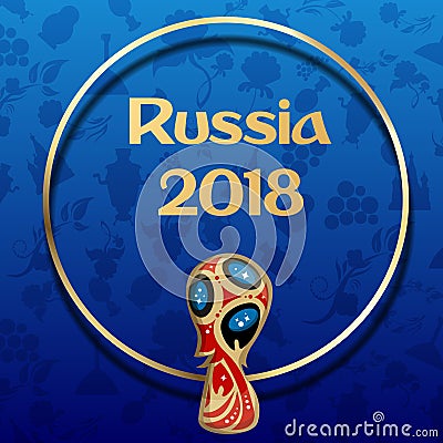 Blue Russia 2018 world cup football background. Vector Illustration