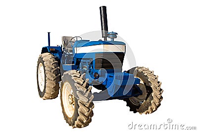 Blue rusty tractor Stock Photo