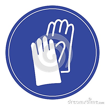 Blue safety gloves sign. Vector Illustration