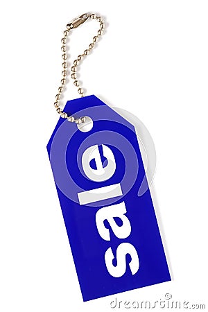 Blue sale tag isolated Stock Photo