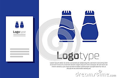 Blue Salt and pepper icon isolated on white background. Cooking spices. Logo design template element. Vector Stock Photo