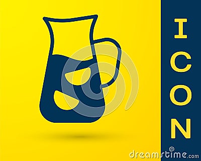 Blue Sangria icon isolated on yellow background. Traditional spanish drink. Vector Vector Illustration