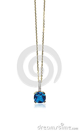 Blue sapphire drop gemstone gem necklace Stock Photo
