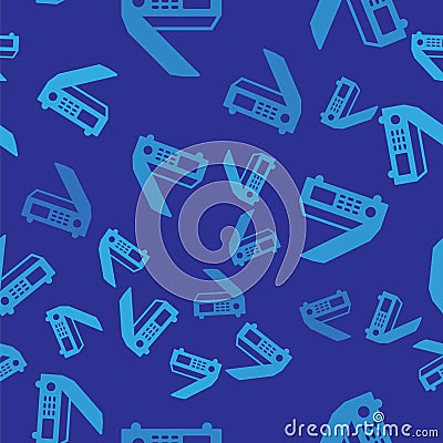 Blue Scanner icon isolated seamless pattern on blue background. Scan document, paper copy, print office scanner. Vector Vector Illustration