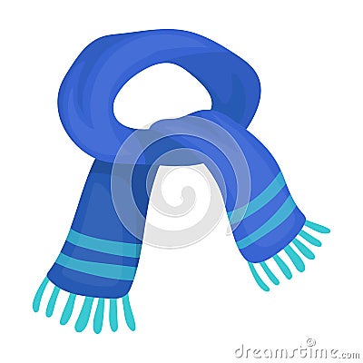 The blue scarf.Winter warm wool scarf for the neck.Scarves and shawls single icon in cartoon style vector symbol stock Vector Illustration