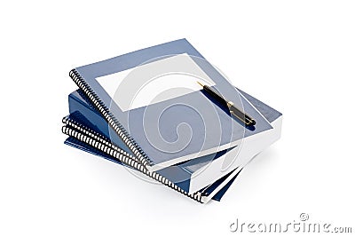 Blue school textbook Stock Photo