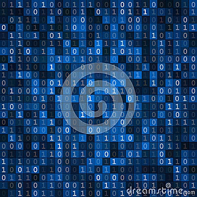 Blue screen binary code screen Vector Illustration
