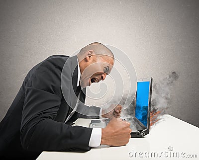 Blue screen computer error Stock Photo