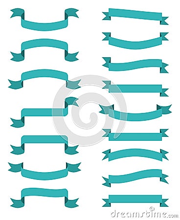 Blue scroll banners. Vector waving ribbons Vector Illustration