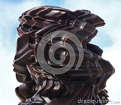 Blue Sculpture by Tony Cragg named stack in Lisbon Portugal Editorial Stock Photo