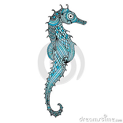 Blue sea horse illustration Vector Illustration