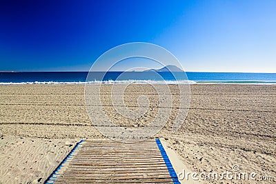 The blue sea and the island in Spain Stock Photo