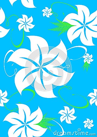 Blue seamless aloha Hawaiian pattern Stock Photo