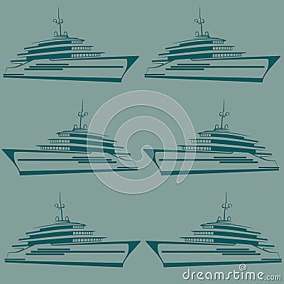 Blue seamless background with yachts. Vector Illustration