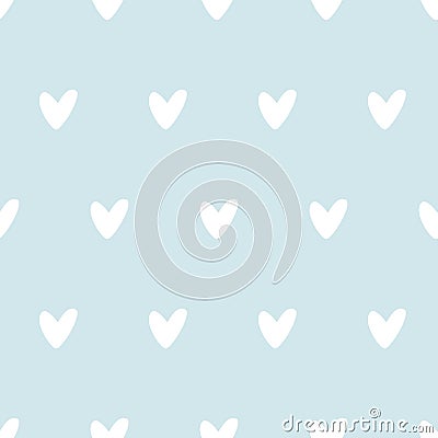 Blue seamless pattern baby boy design Cute kids soft colored seamless pattern hand drawn heart on blue background Vector Illustration