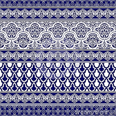 Blue seamless patternwith oriental motif. Vector Illustration