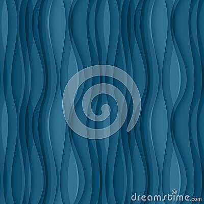 Blue seamless Wavy background texture. Vector Illustration