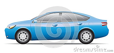 Blue sedan car. Vector Illustration