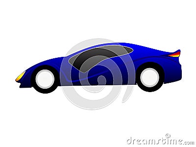 Blue sedan in simple model Stock Photo