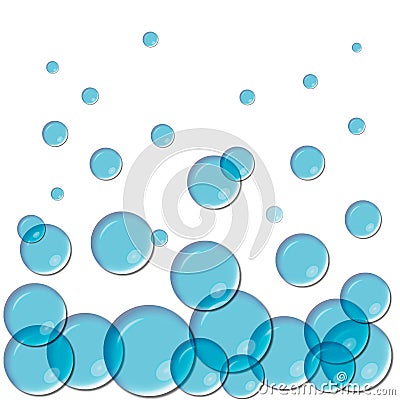 Blue semitransparent soap bubbles Cartoon Illustration
