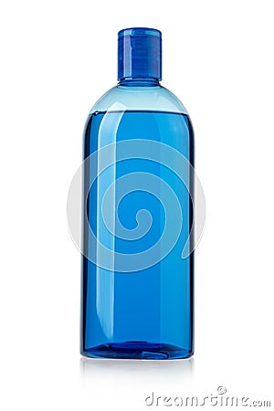 Blue shampoo bottle isolated on white Stock Photo