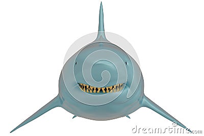 Blue shark isolated on white background. 3D illustration. 3D render Cartoon Illustration